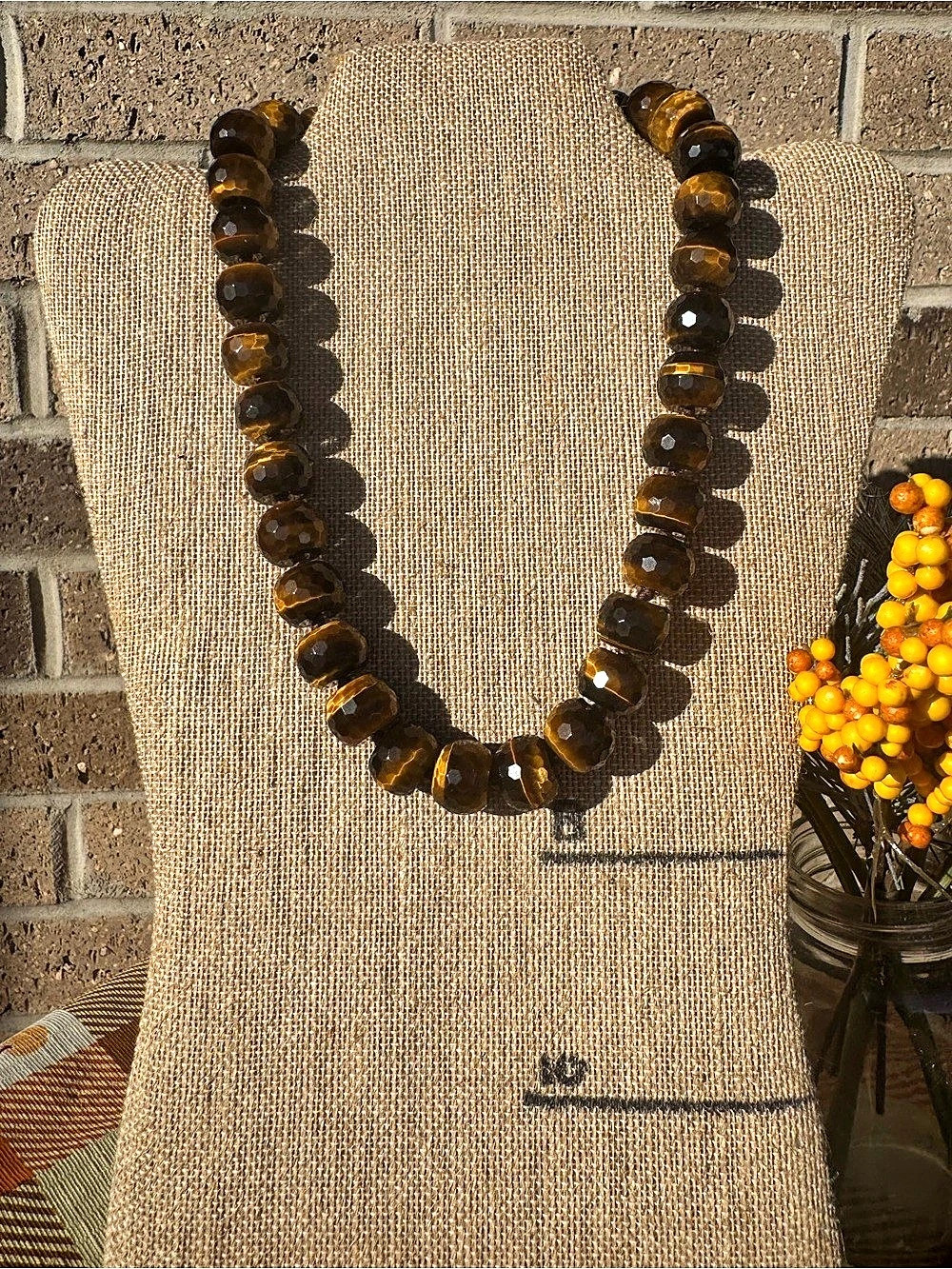 Tiger’s Eye Faceted Graduated Beaded Statement Necklace